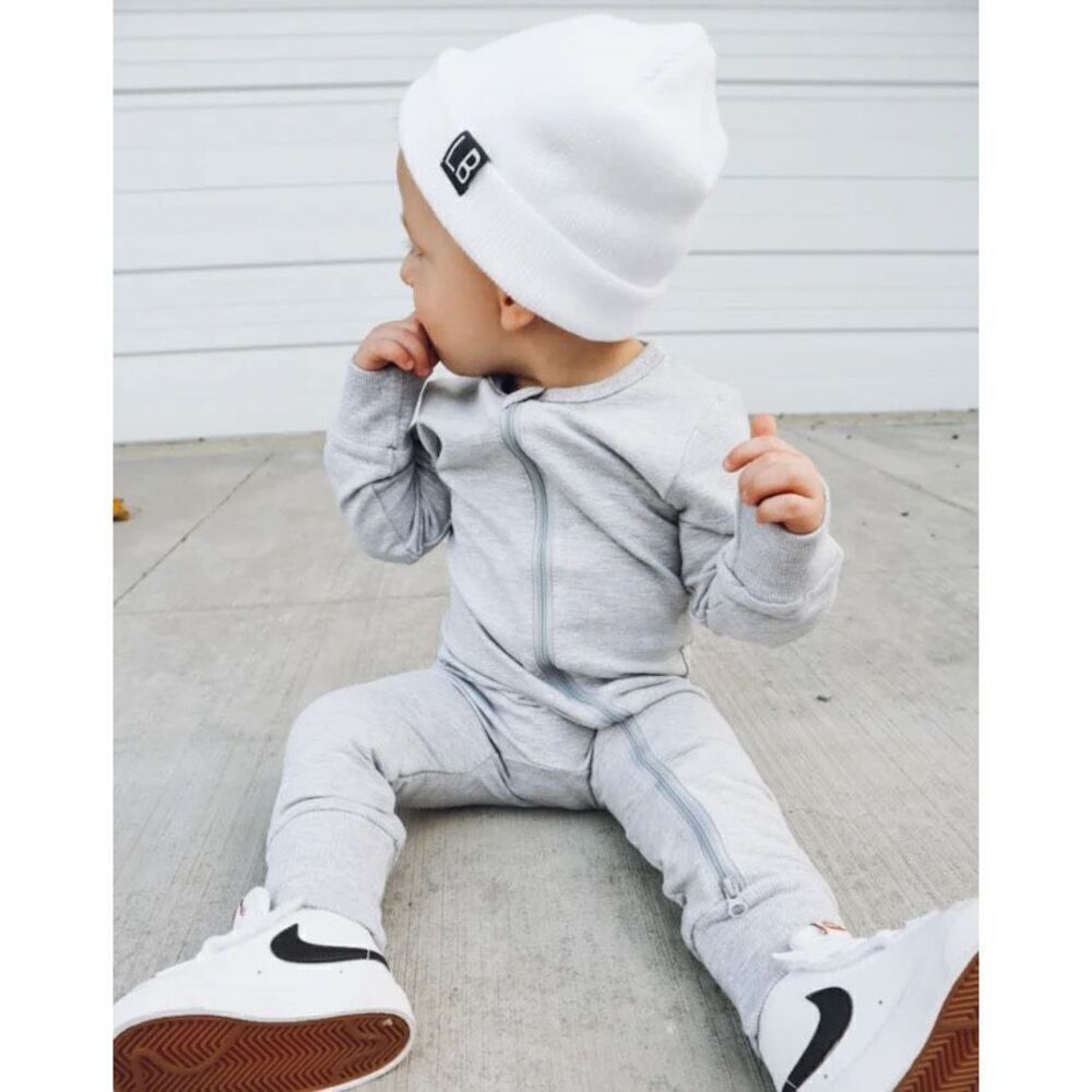 Little Bipsy Unisex 2-WAY ZIP ROMPER - Grey 18-24M